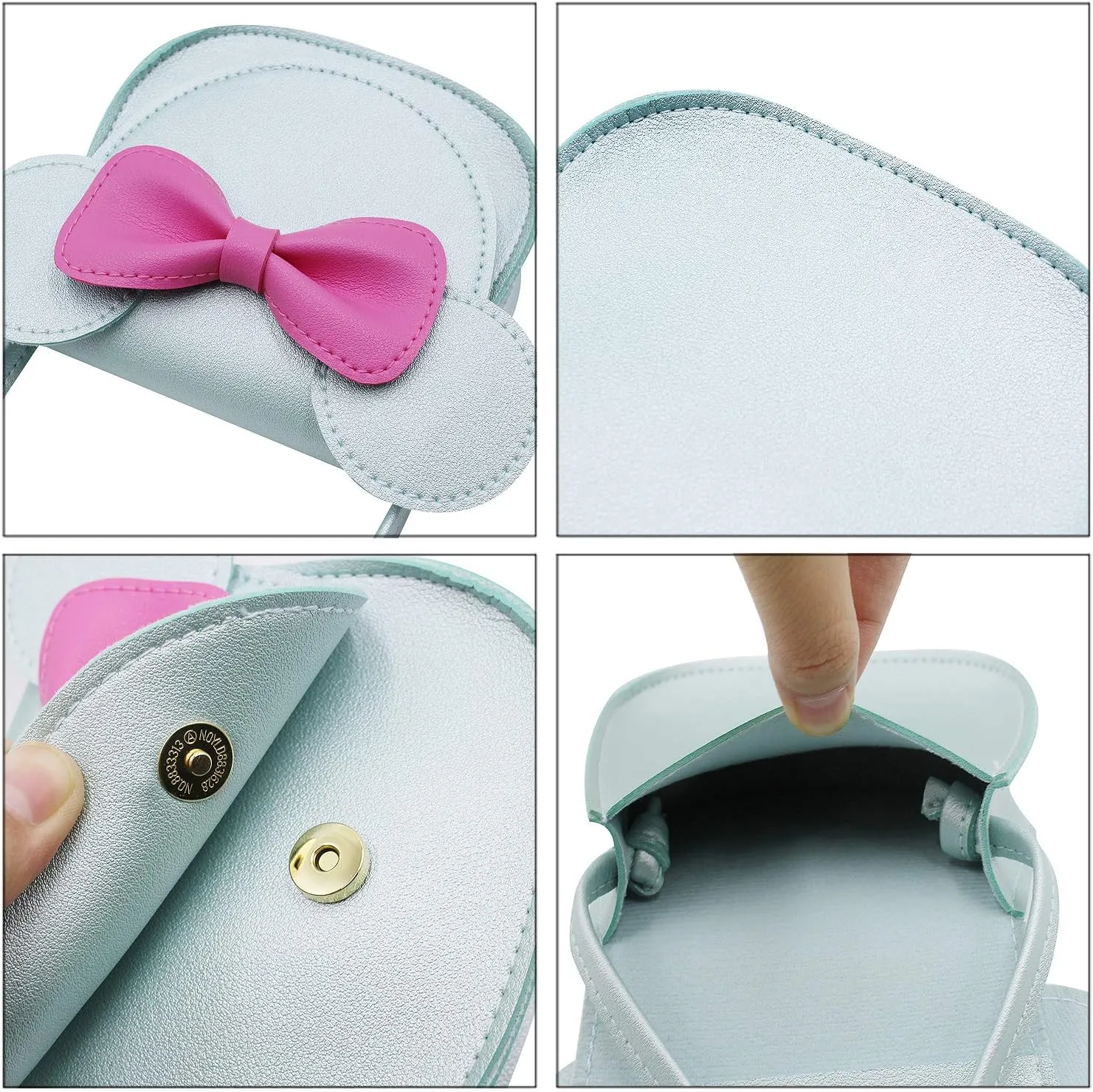 Bolley Joss Crossbody Purse Bowknot Shoulder Bag Handbag Little Girl's Cute Purse with Cartoon Mouse Ears