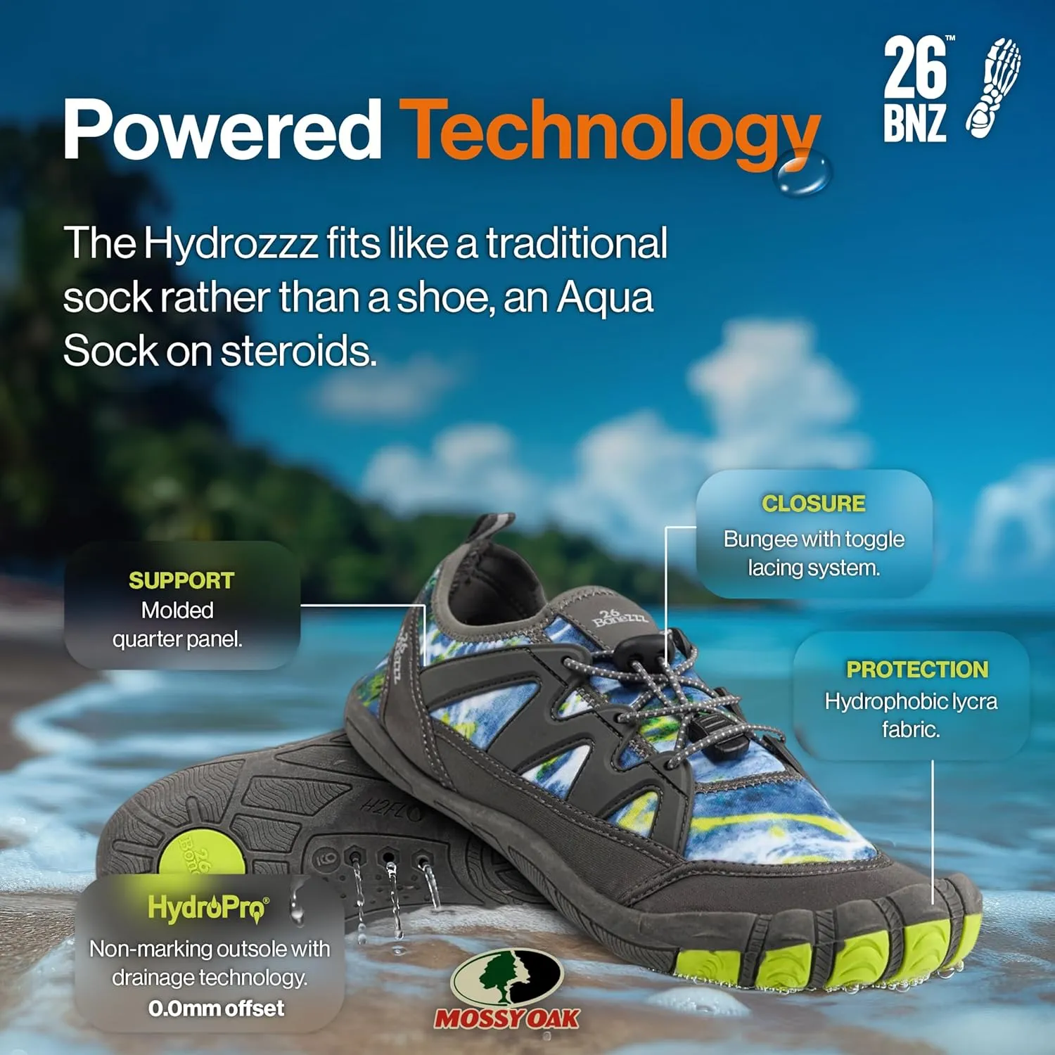 Bonezzz Hydrozzz Aqua Socks – Lightweight, Quick-Dry Water Shoes w/HydroPro Grip