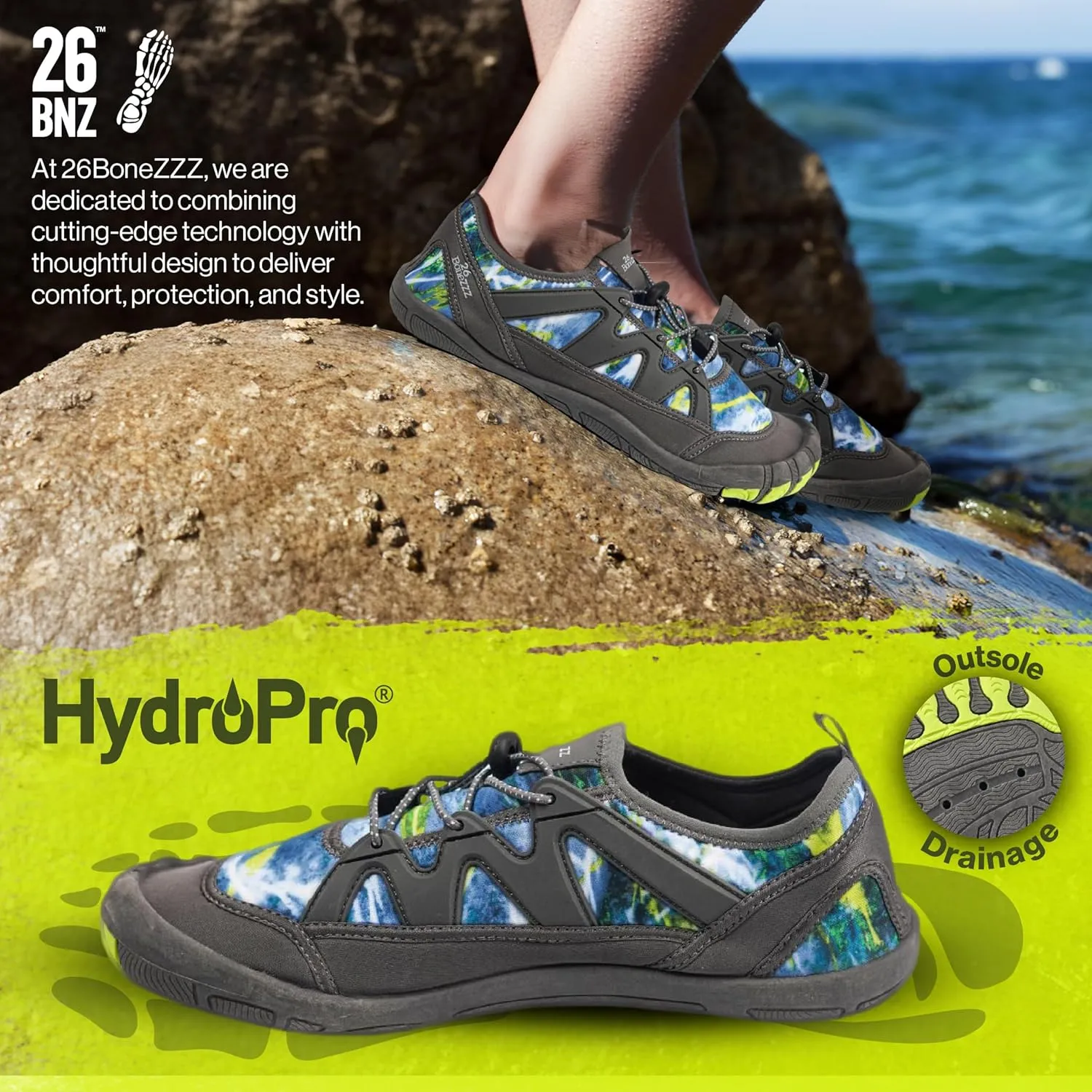 Bonezzz Hydrozzz Aqua Socks – Lightweight, Quick-Dry Water Shoes w/HydroPro Grip