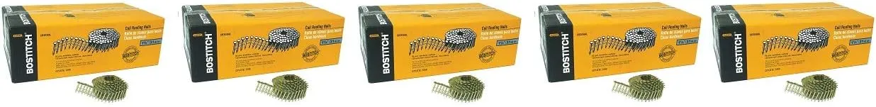 BOSTITCH CR3DGAL 1-1/4-Inch Smooth Shank 15 Inch Coil Roofing Nails, 7,200-Qty. (5)
