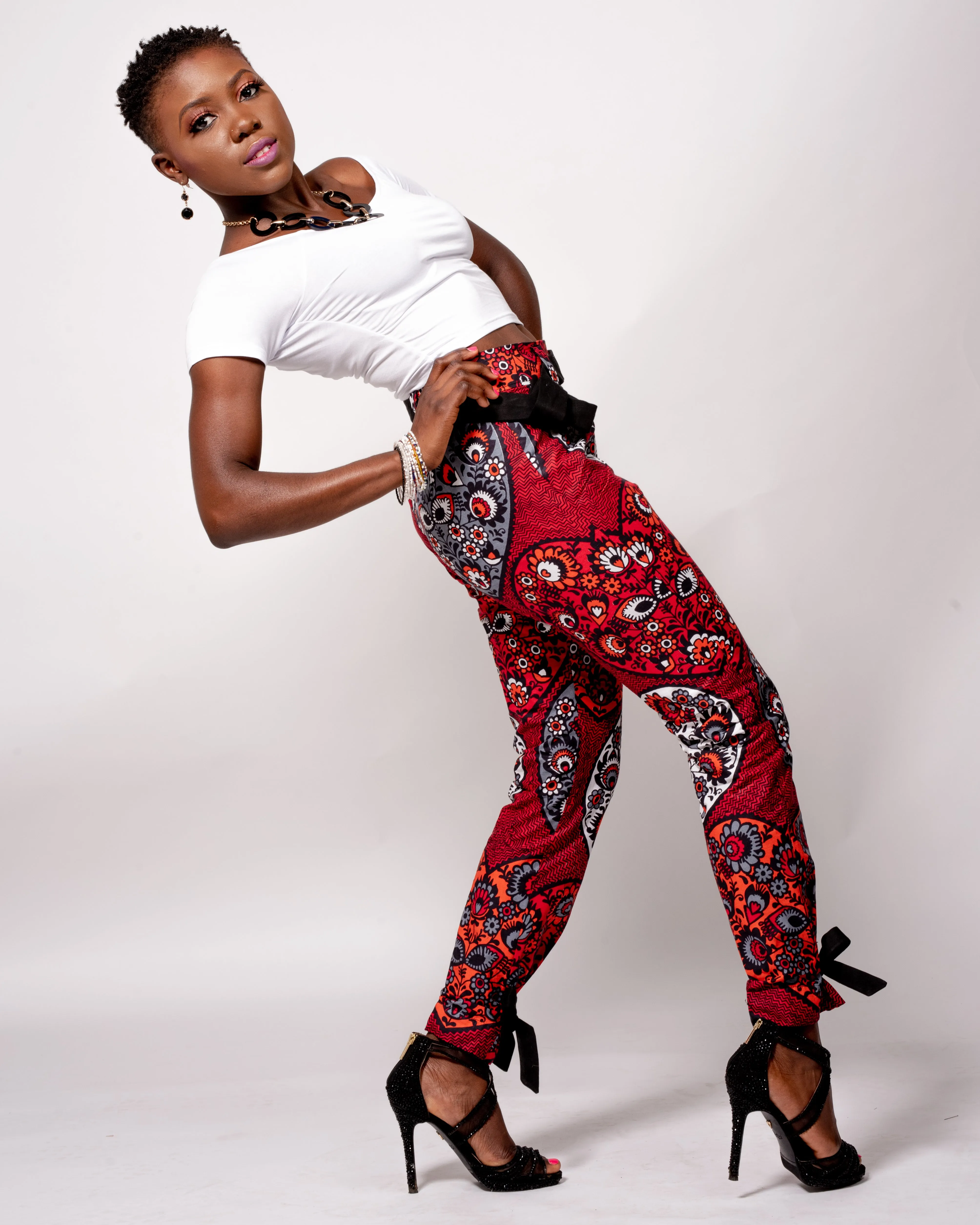 Bow Knot Slim Pencil Ankara Pants