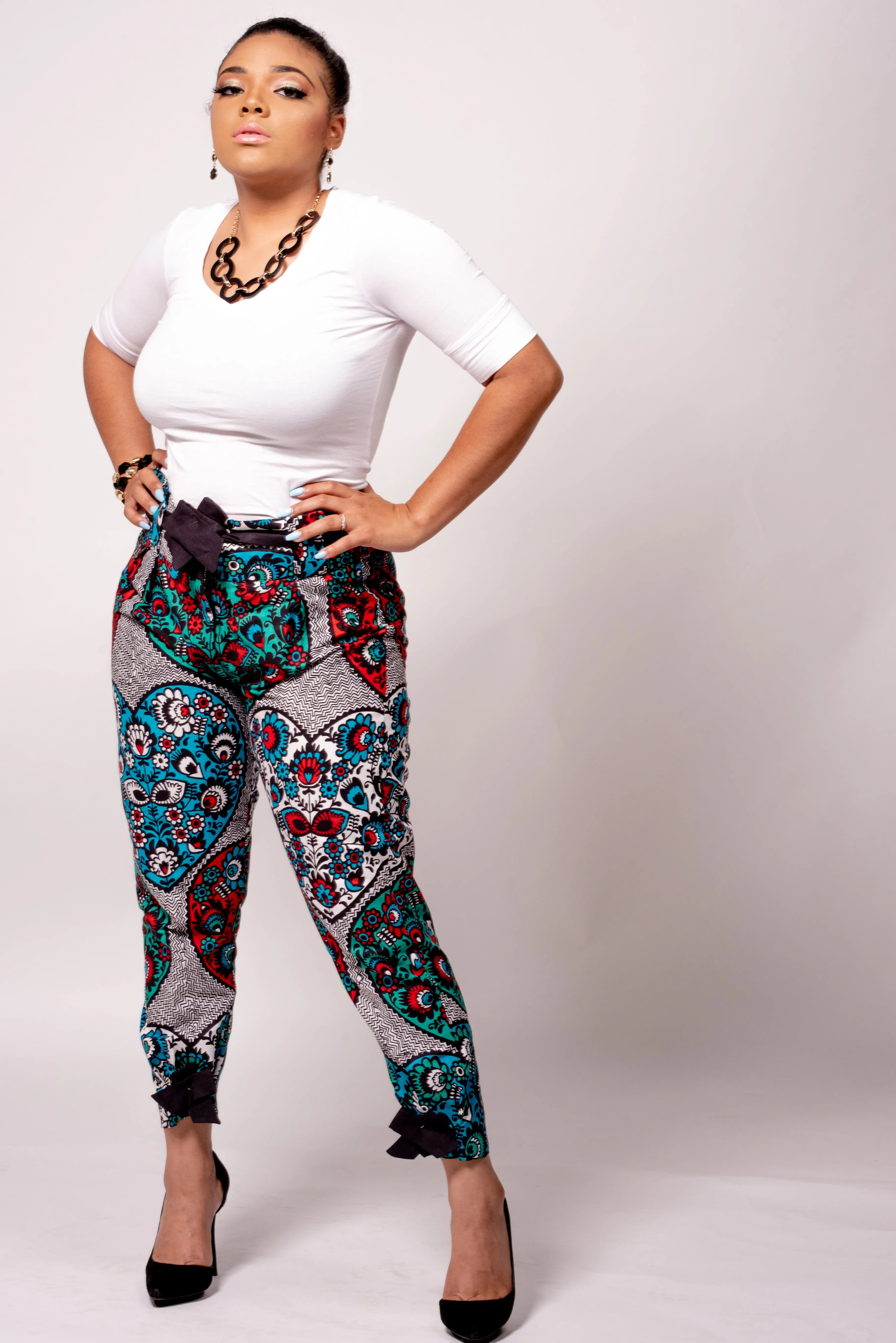 Bow Knot Slim Pencil Ankara Pants