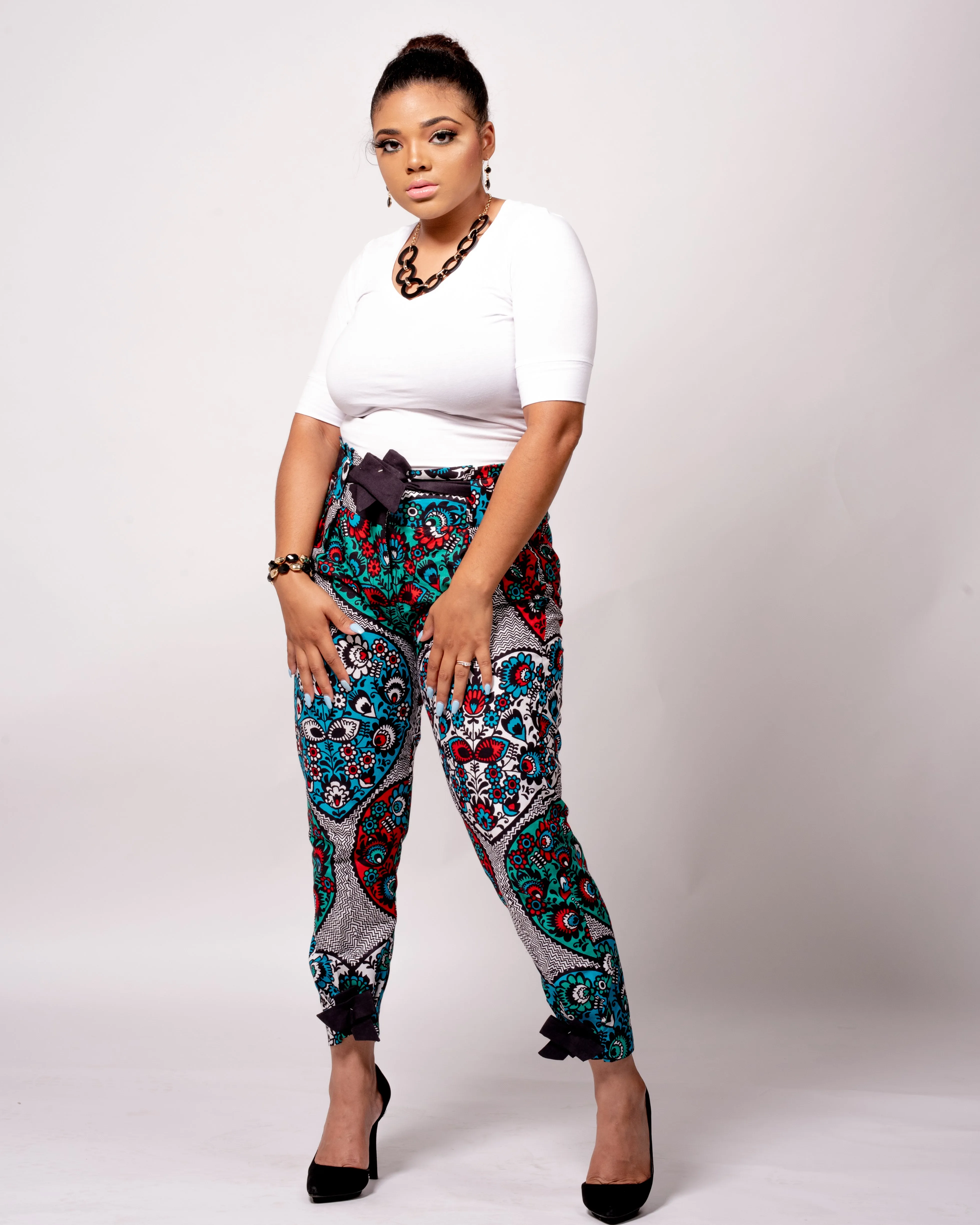 Bow Knot Slim Pencil Ankara Pants