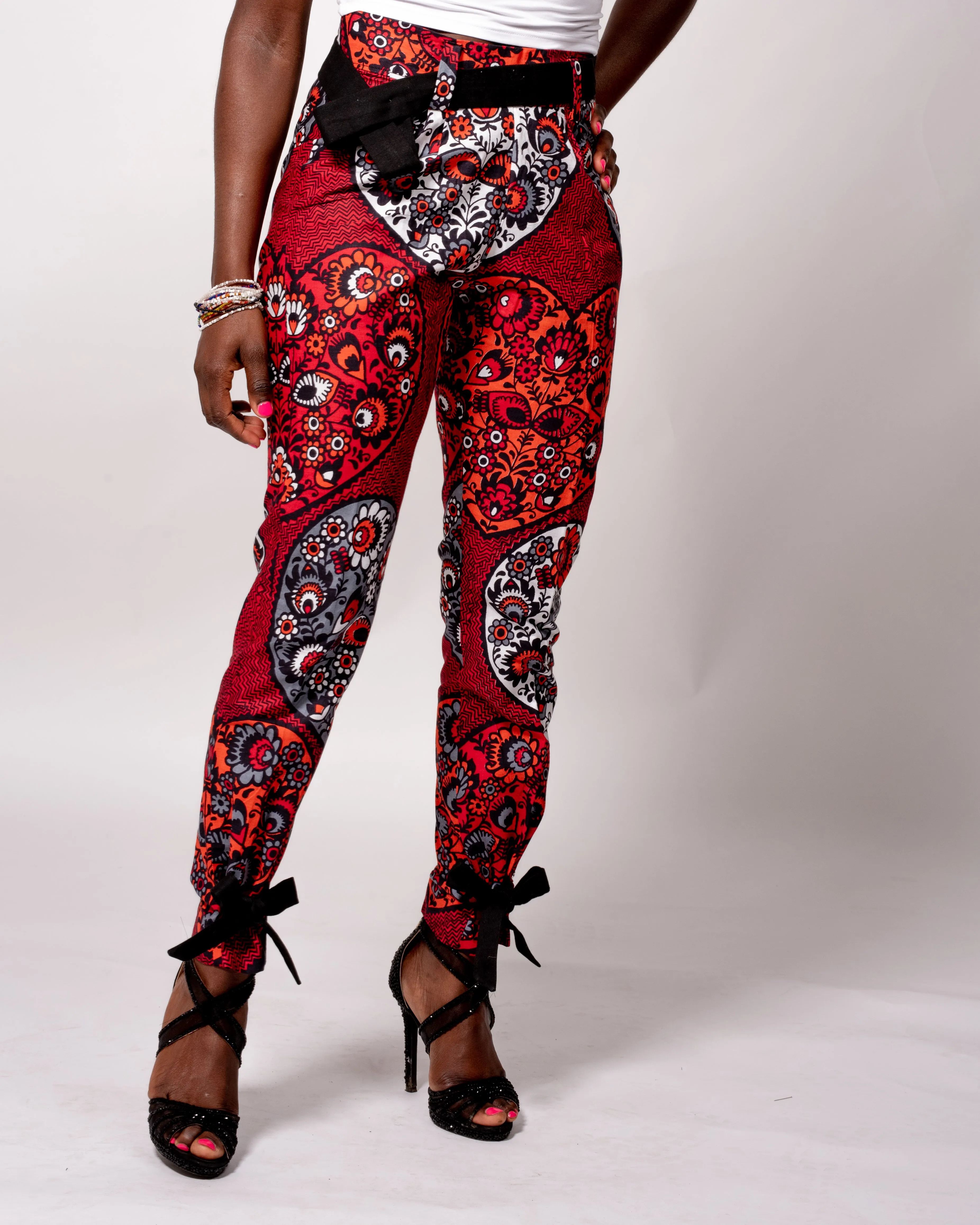 Bow Knot Slim Pencil Ankara Pants