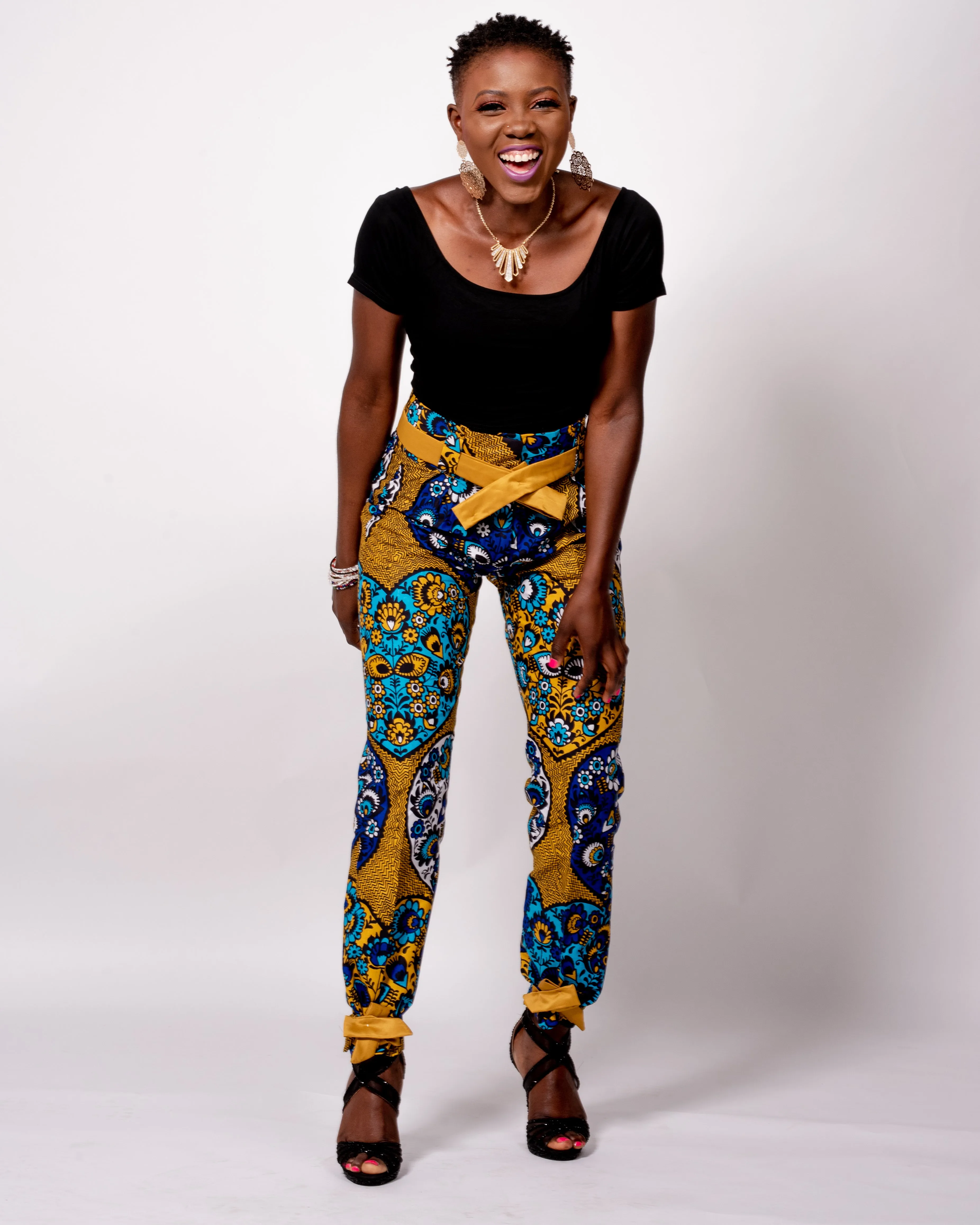 Bow Knot Slim Pencil Ankara Pants