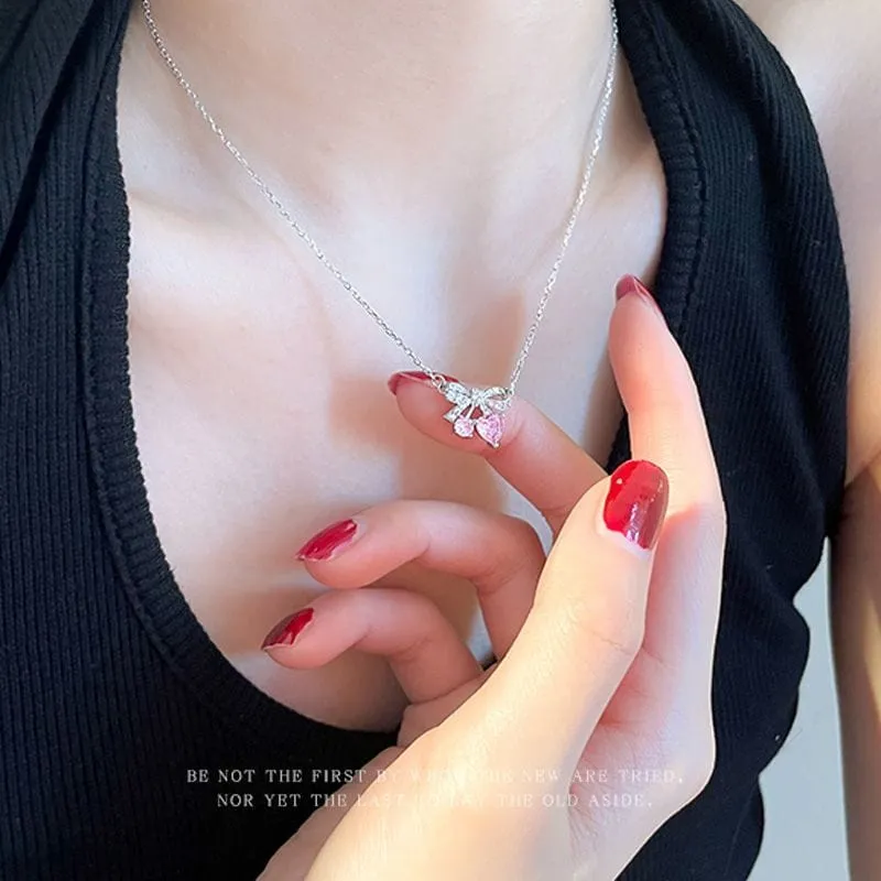 Bowknot Cherry Pendant Necklace