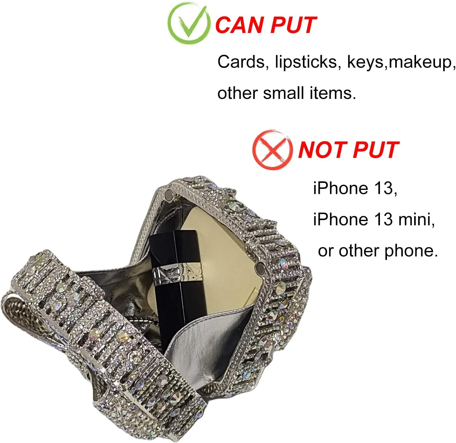 Bowknot Cute Crystal Box Clutch Glitter Evening Bag Women Rhinestone Handbags Purses Party Wedding