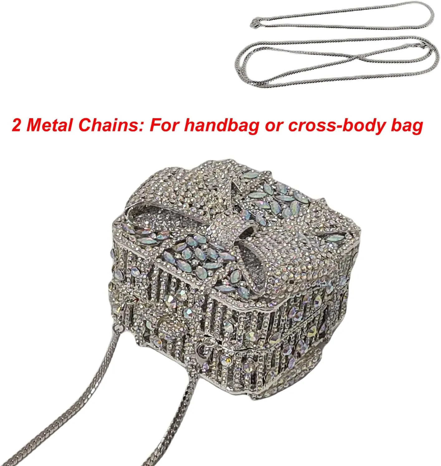 Bowknot Cute Crystal Box Clutch Glitter Evening Bag Women Rhinestone Handbags Purses Party Wedding