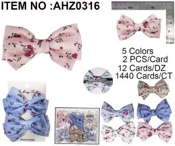 BOWKNOT FLOWER HAIRCLIP CH 6CLR ASST 7CM