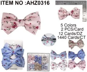 BOWKNOT FLOWER HAIRCLIP CH 6CLR ASST 7CM