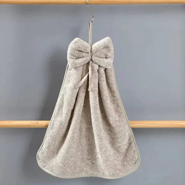 Bowknot Hand Towels in Soft & Quick Dry Coral Velvet Microfiber