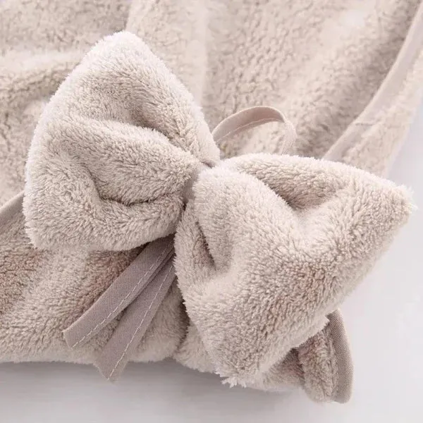 Bowknot Hand Towels in Soft & Quick Dry Coral Velvet Microfiber