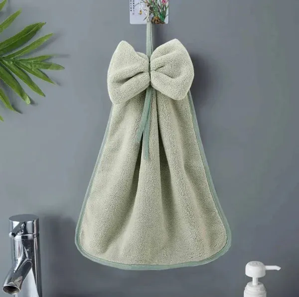 Bowknot Hand Towels in Soft & Quick Dry Coral Velvet Microfiber