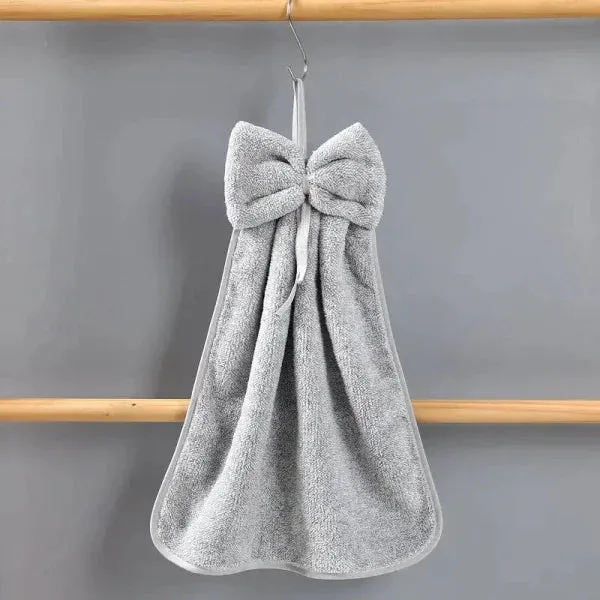 Bowknot Hand Towels in Soft & Quick Dry Coral Velvet Microfiber