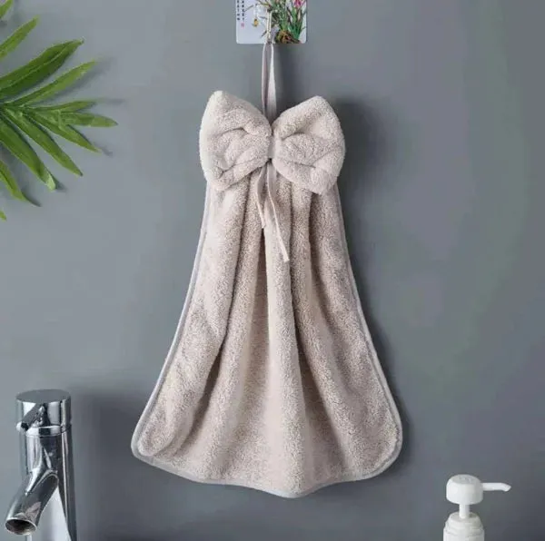 Bowknot Hand Towels in Soft & Quick Dry Coral Velvet Microfiber