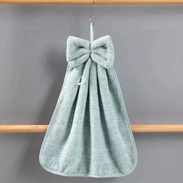 Bowknot Hand Towels in Soft & Quick Dry Coral Velvet Microfiber