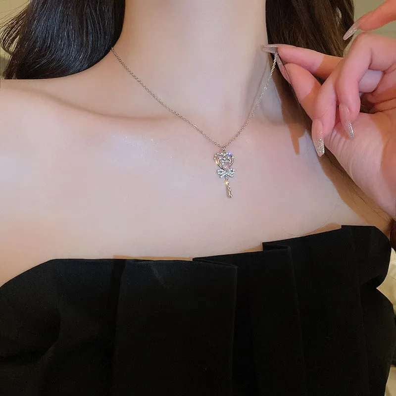 Bowknot Heart Magic Wand Necklace