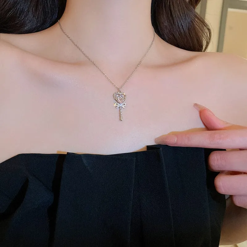 Bowknot Heart Magic Wand Necklace