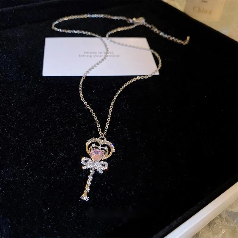 Bowknot Heart Magic Wand Necklace