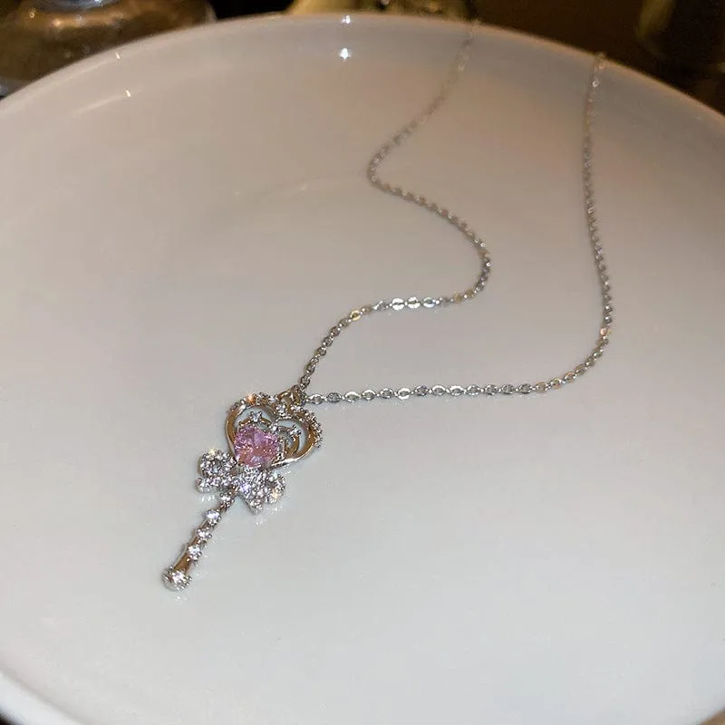 Bowknot Heart Magic Wand Necklace