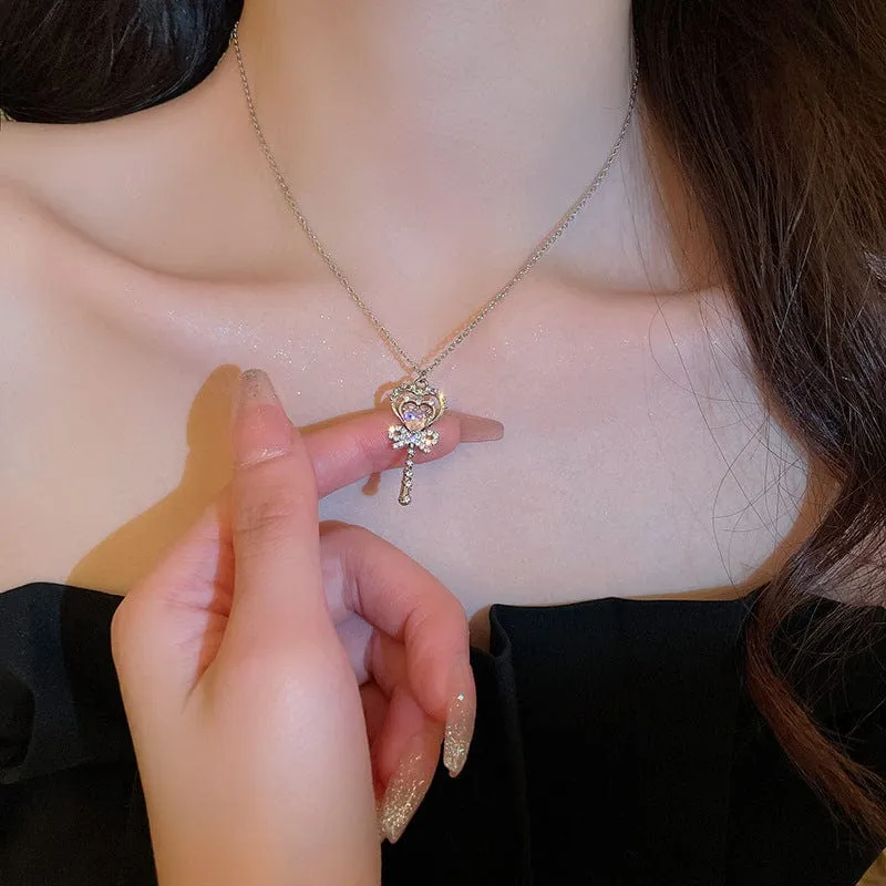 Bowknot Heart Magic Wand Necklace