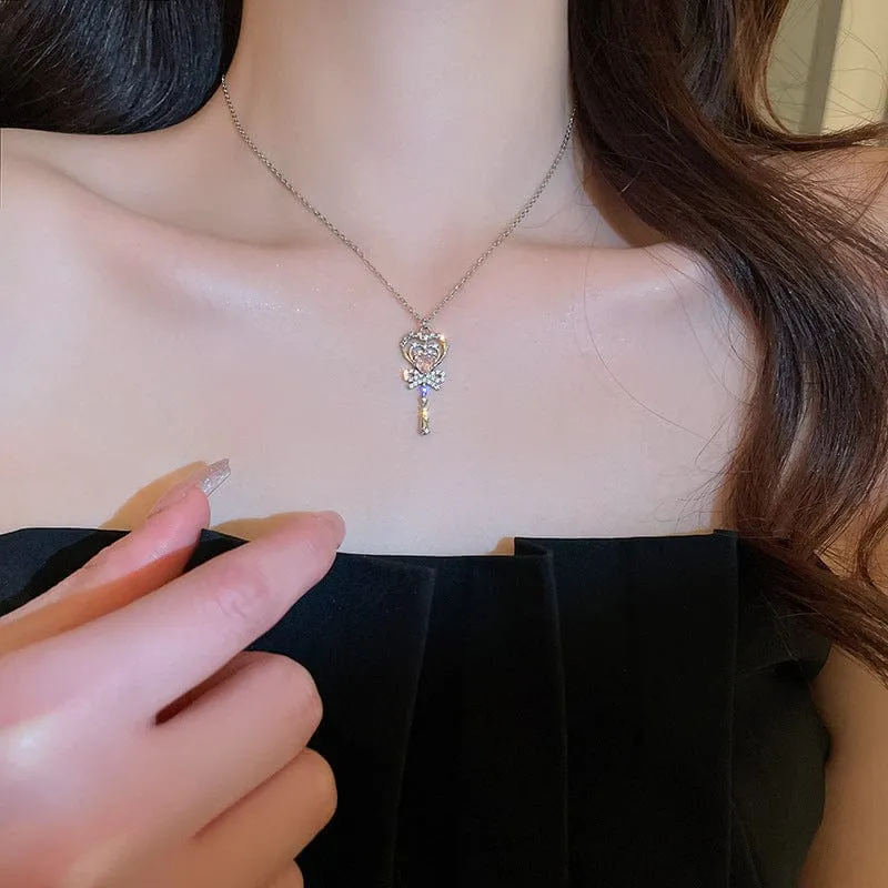 Bowknot Heart Magic Wand Necklace