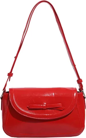Bowknot Shoulder Bag Women Square Underarm Handbag Minimalist Solid Color Versatile