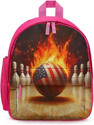 Bowling Flaming Ball Backpack Small Shoulder Bag Travel Bag Casual Daybacks Handbags One Size