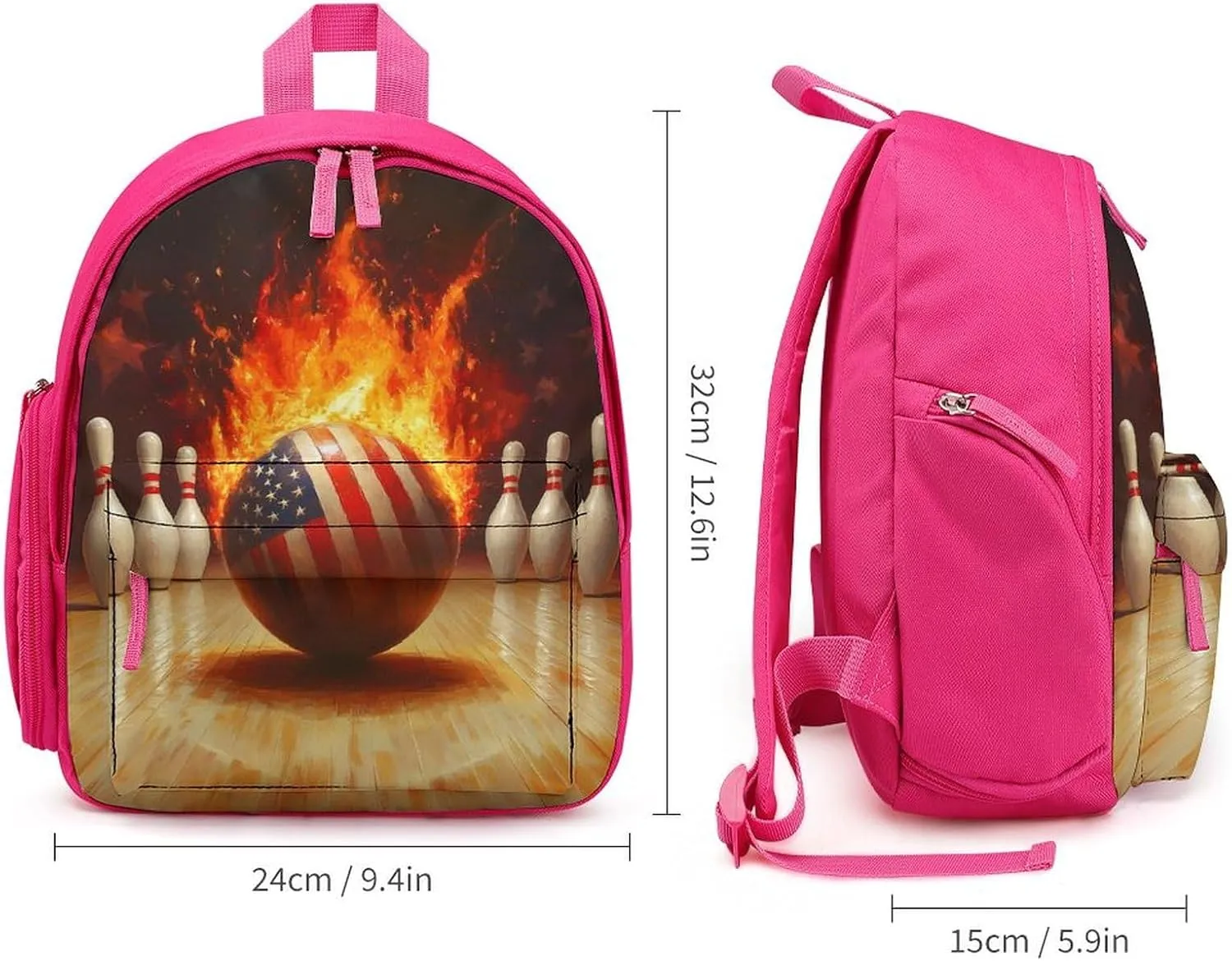 Bowling Flaming Ball Backpack Small Shoulder Bag Travel Bag Casual Daybacks Handbags One Size