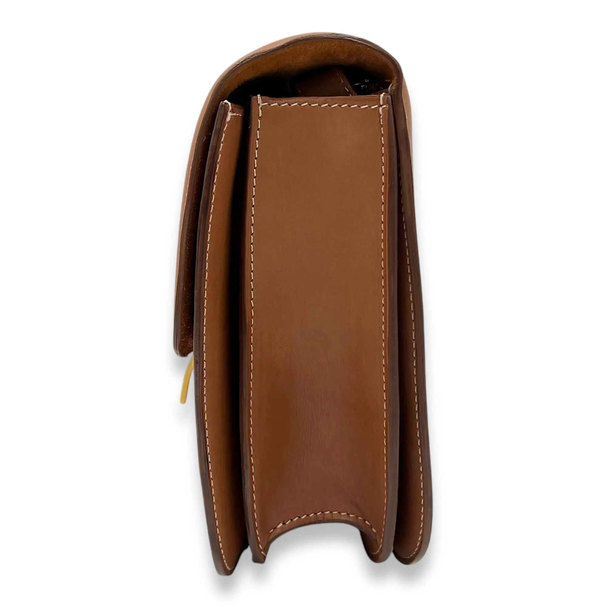 Box Crossbody Bag Brown in Calfskin, Gold hardware