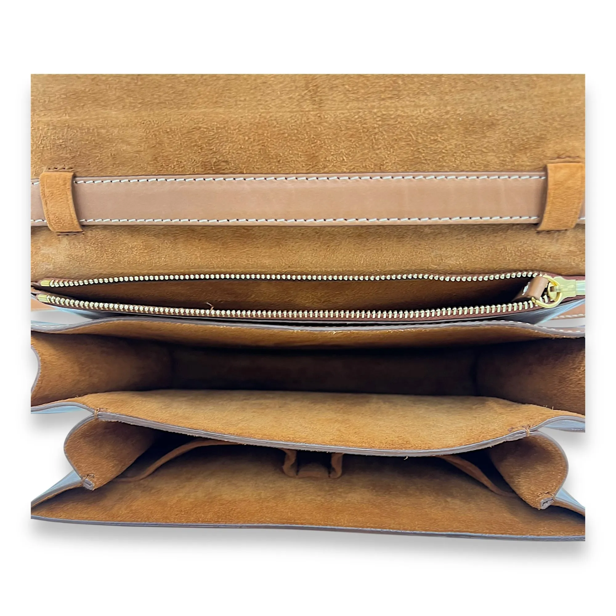 Box Crossbody Bag Brown in Calfskin, Gold hardware