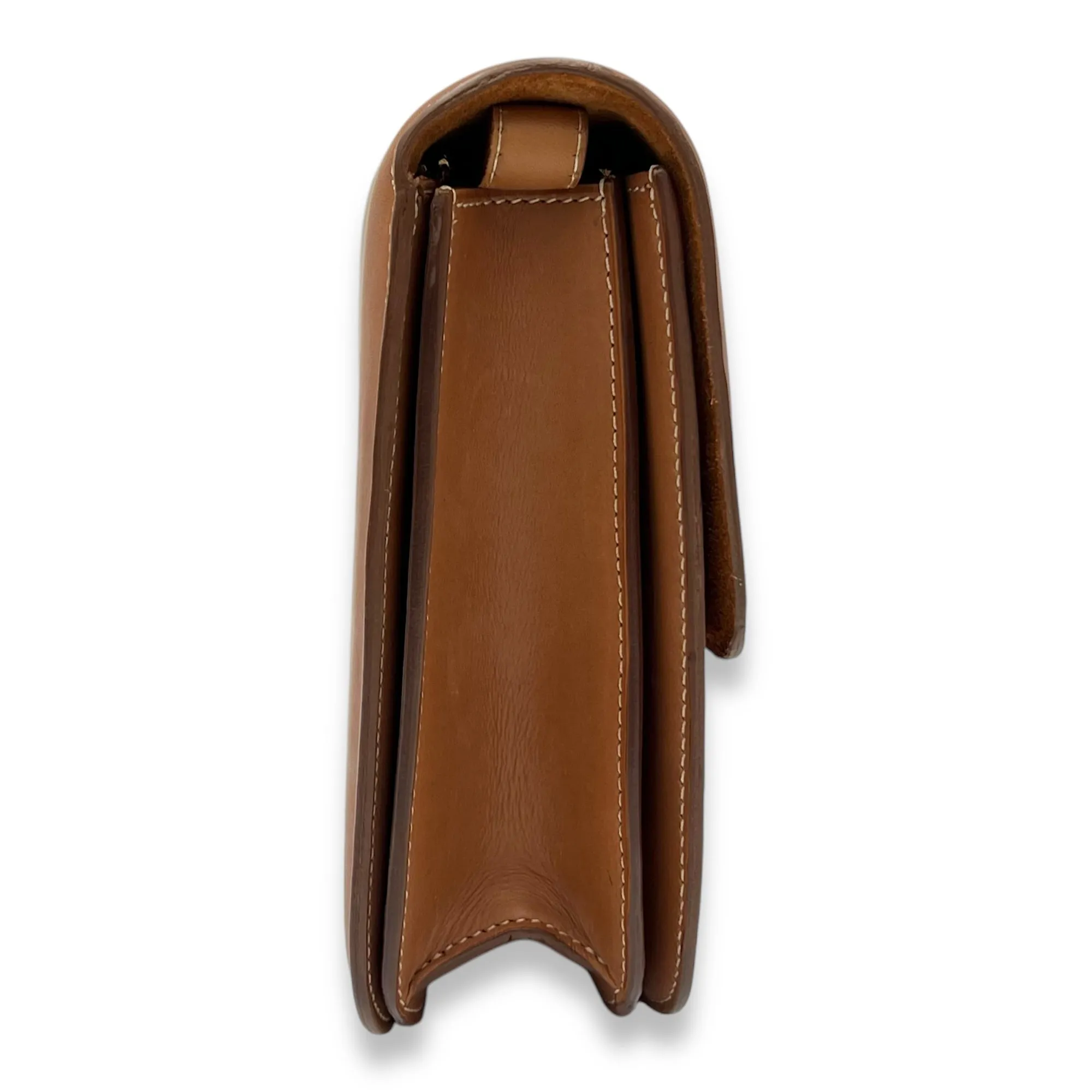 Box Crossbody Bag Brown in Calfskin, Gold hardware