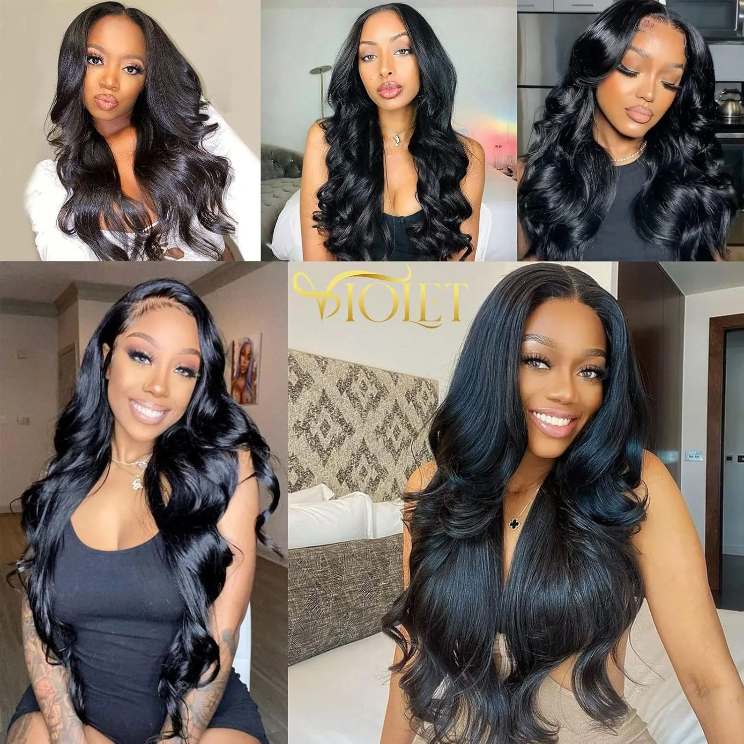 Brazilian Black Body Wave Human Hair Bundles (22, 24, 26 20) with Closure & Frontal - 3 Bundles, 4x4 Free Part, Baby Hair - 100% Unprocessed Natural Color