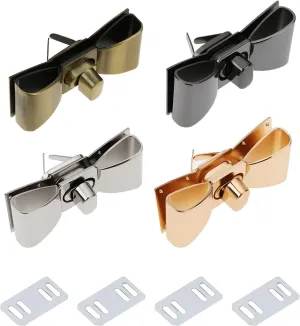 Briny River 4pcs 55x23mm Classy Bowknot Purses Locks Bow Shape Twist for DIY Crossbody Bags Handbags, 4 Colors