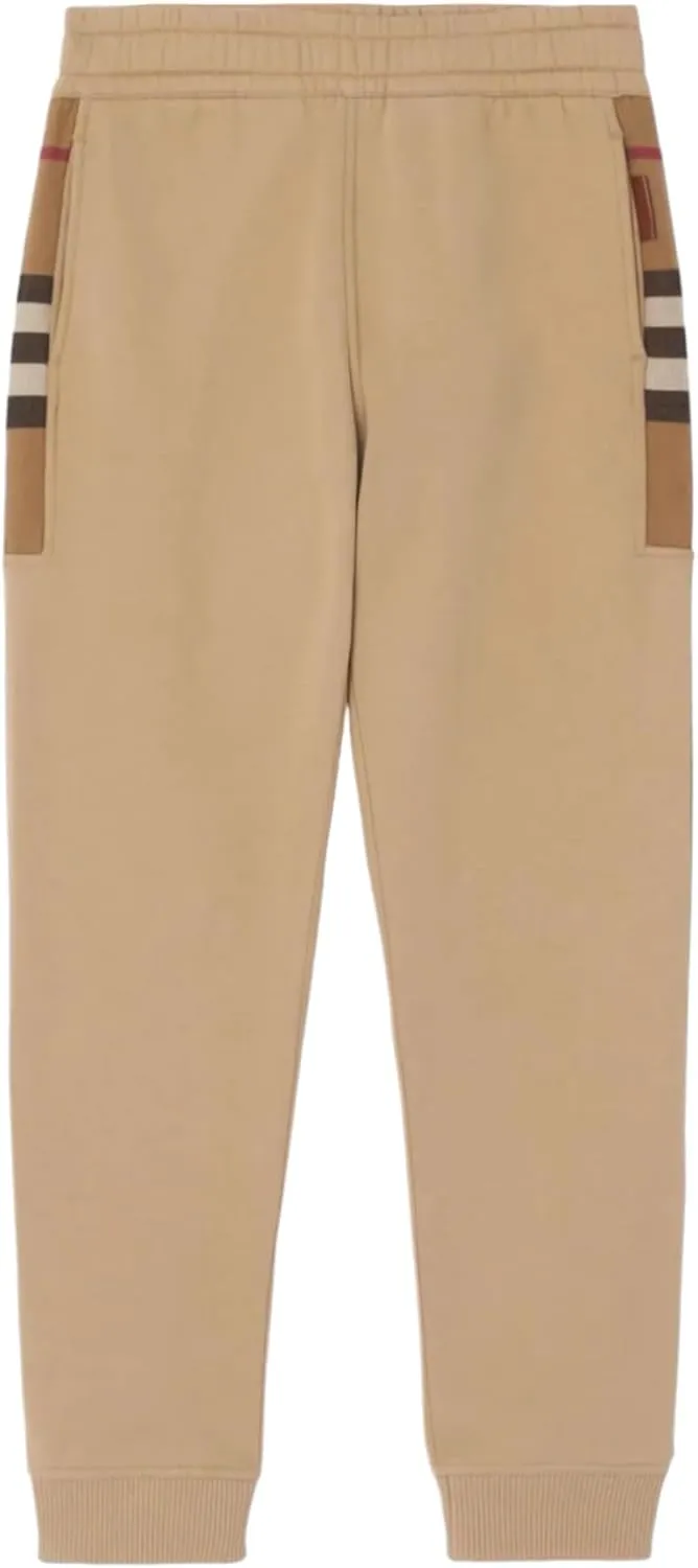 BURBERRY Signature Check-Pattern Paneled Track Pants, Camel, Size Small