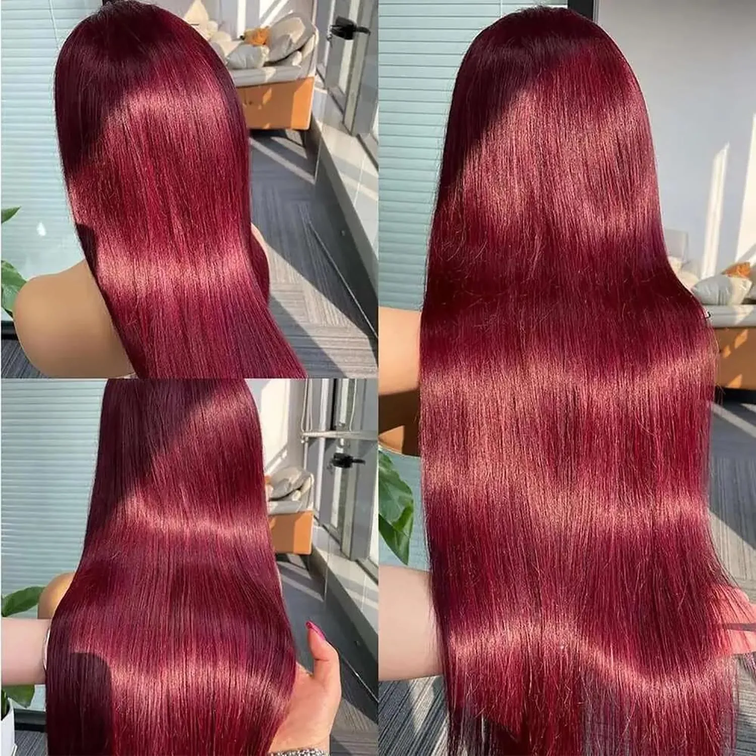 Burgundy Lace Front Wigs Human Hair 26 Inch 180 Density 13x4 Lace Front Wigs Human Hair Transparent HD Lace Frontal Wigs 99j Burgundy Straight Lace Front Wigs Human Hair for Black Women Human Hair Wig