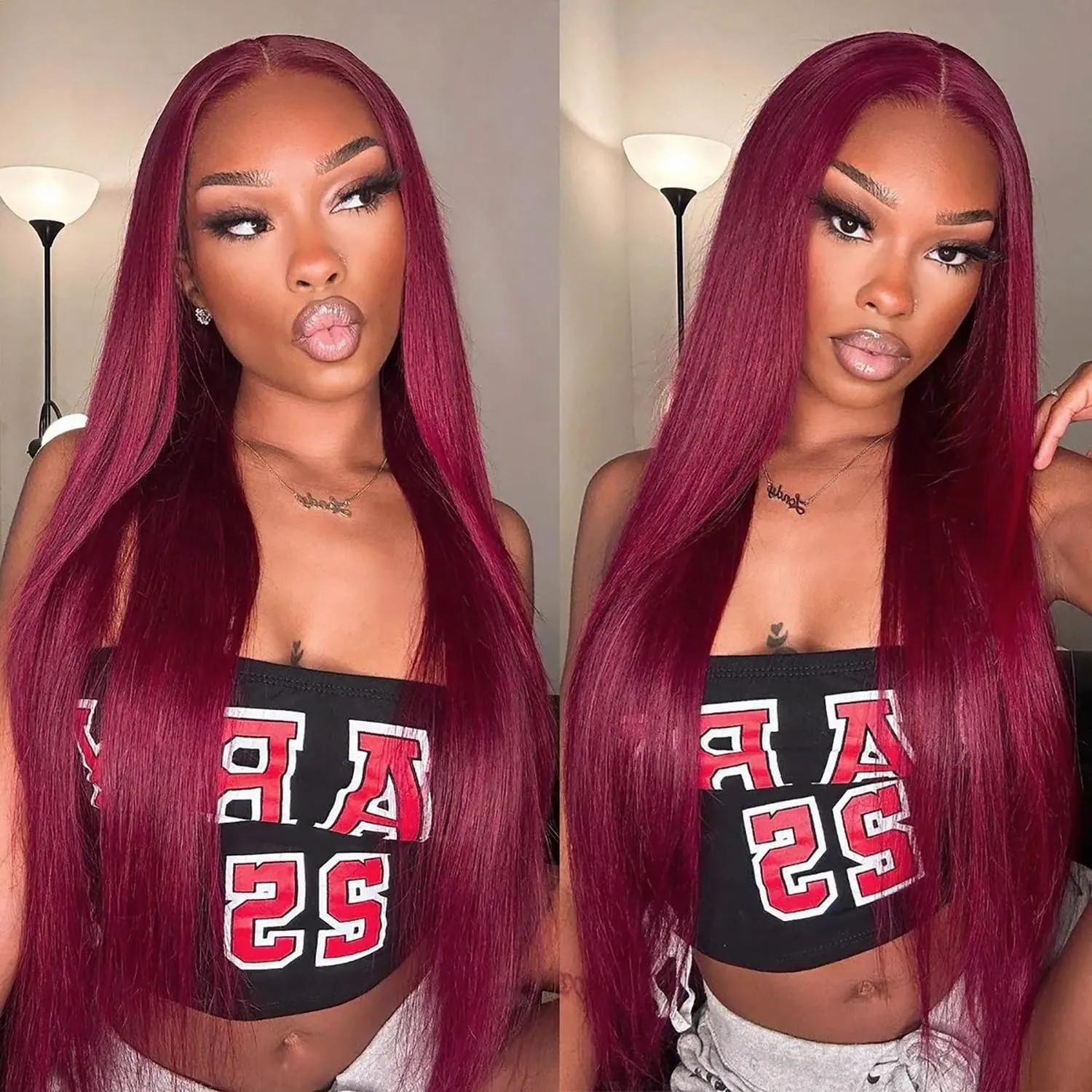 Burgundy Lace Front Wigs Human Hair 26 Inch 180 Density 13x4 Lace Front Wigs Human Hair Transparent HD Lace Frontal Wigs 99j Burgundy Straight Lace Front Wigs Human Hair for Black Women Human Hair Wig