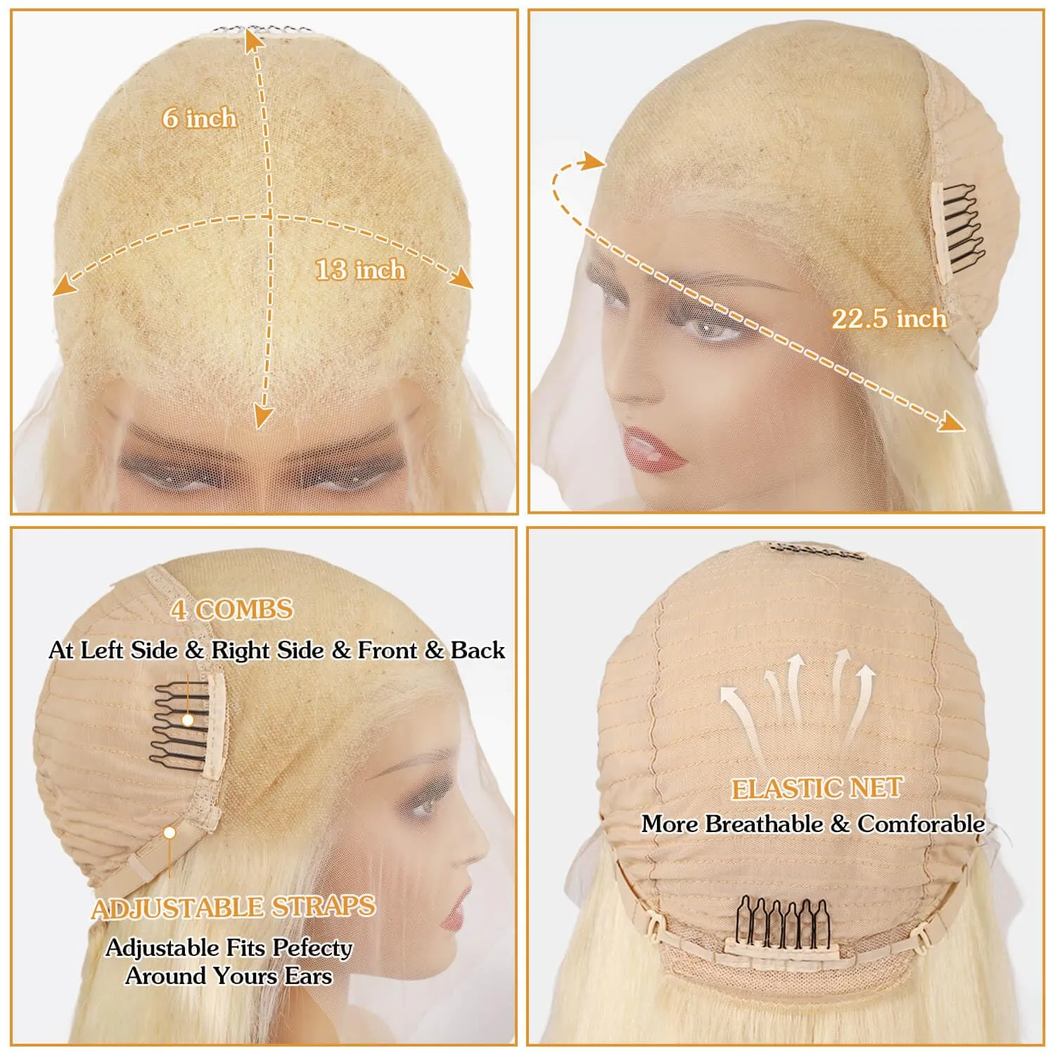 BZN 613 13x6 Lace Front Wig Human Hair 28 Inch 200 Density 613 Lace Front Wig Human Hair Blonde Wig Human Hair Straight Lace Frontal Wig Pre Plucked With Baby Hair