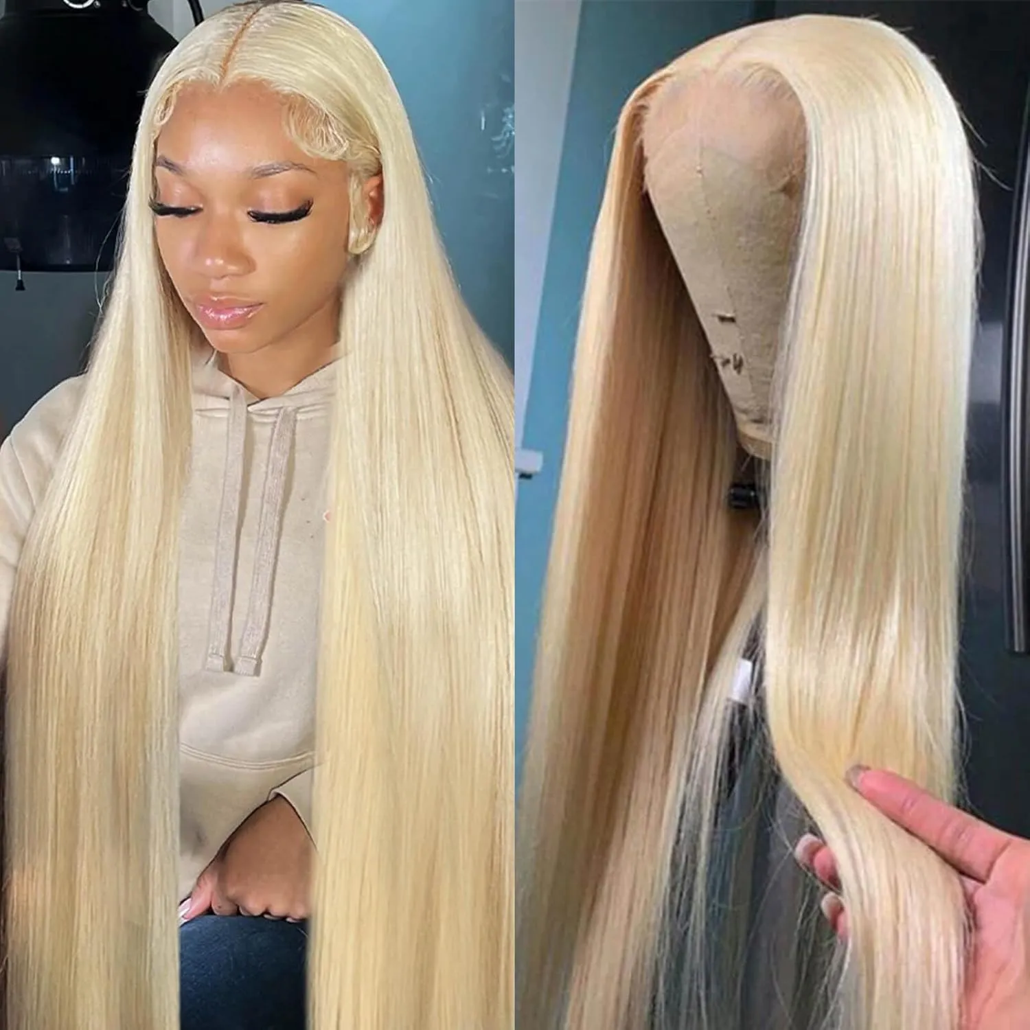 BZN 613 13x6 Lace Front Wig Human Hair 28 Inch 200 Density 613 Lace Front Wig Human Hair Blonde Wig Human Hair Straight Lace Frontal Wig Pre Plucked With Baby Hair