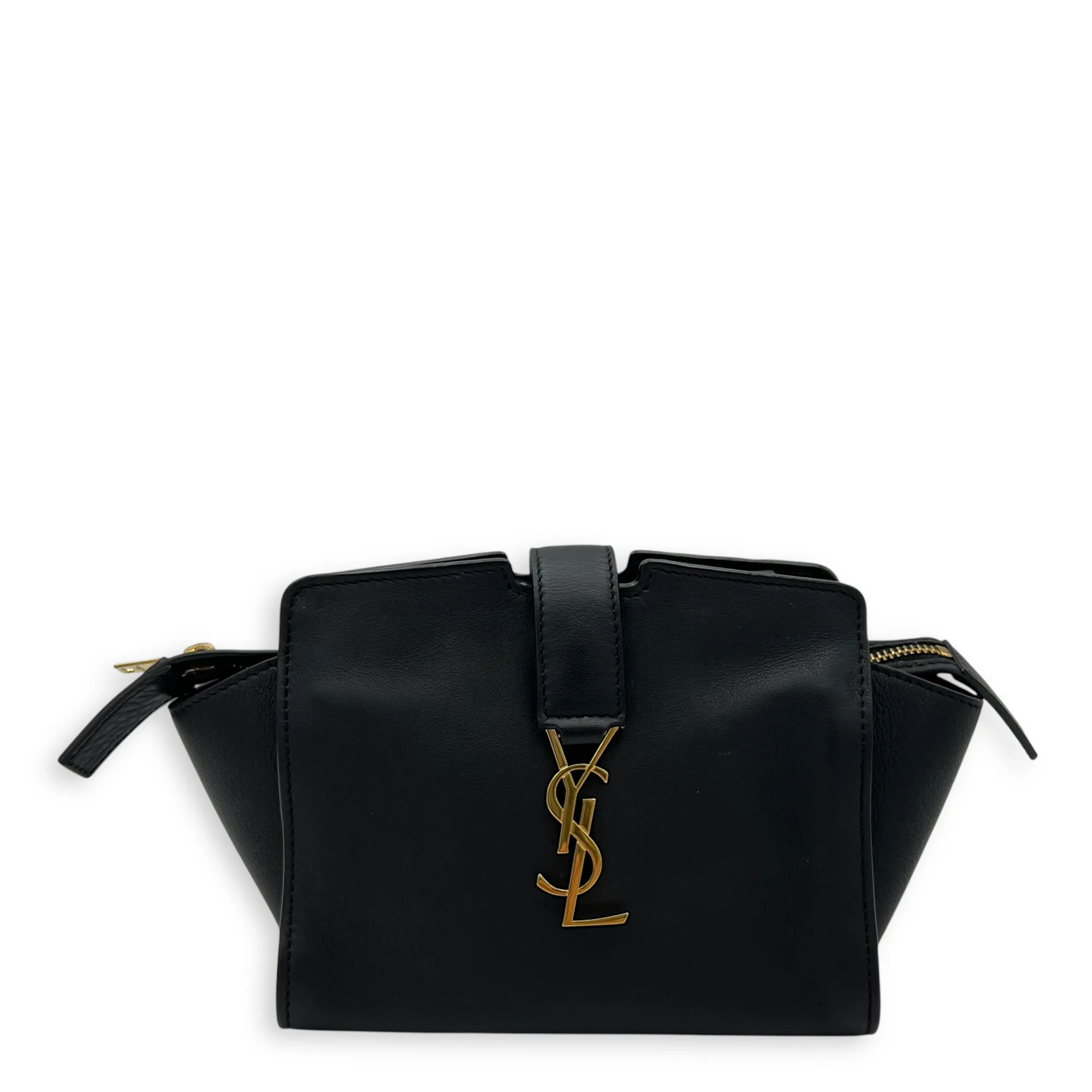 Cabas Crossbody Bag Toy Black in Calfskin, Gold hardware