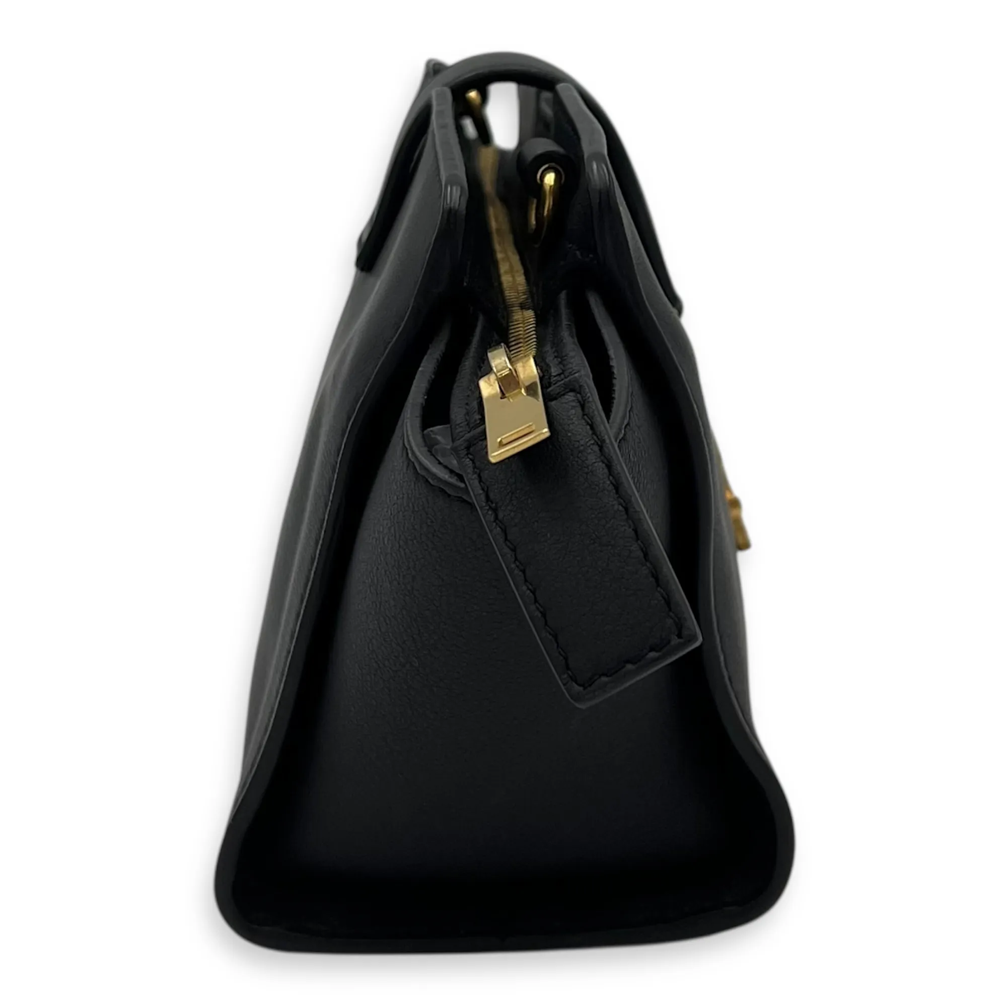 Cabas Crossbody Bag Toy Black in Calfskin, Gold hardware
