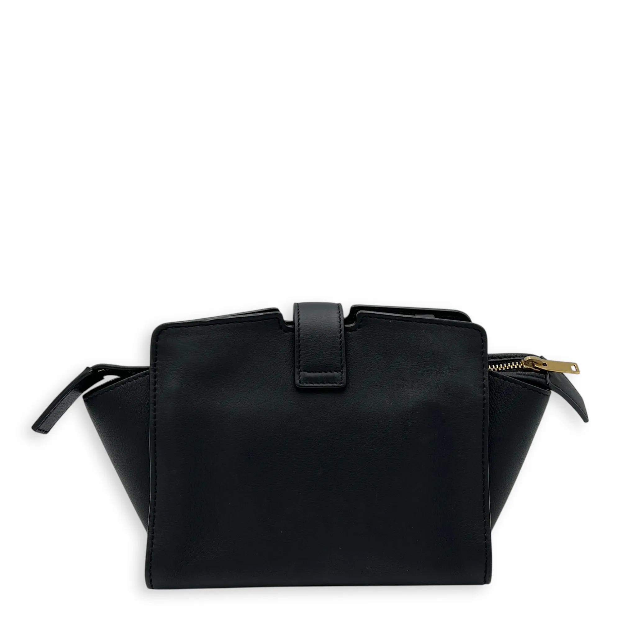Cabas Crossbody Bag Toy Black in Calfskin, Gold hardware