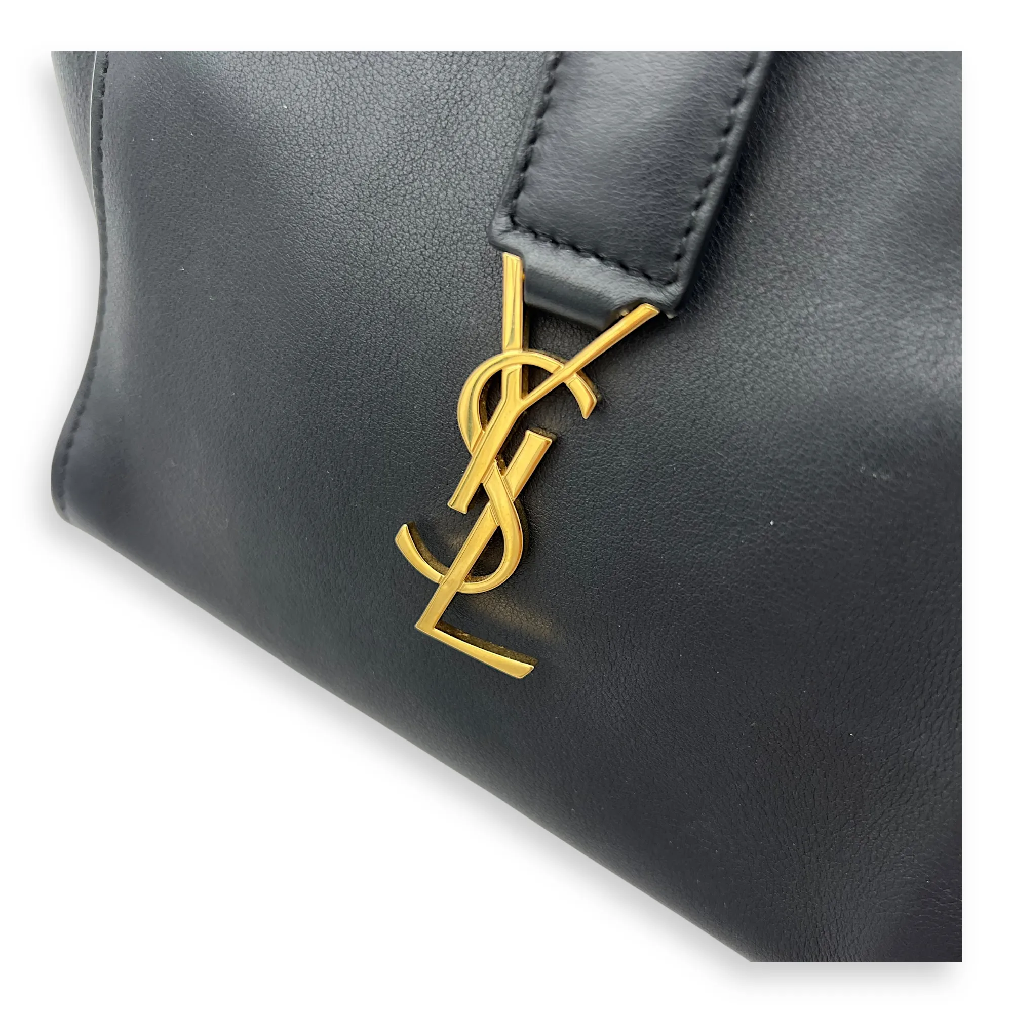 Cabas Crossbody Bag Toy Black in Calfskin, Gold hardware