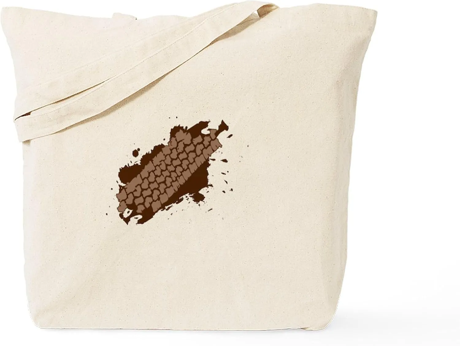 CafePress Muddy Tire Tracks Tote Bag Reusable Natural Beige Canvas Shopping Bag