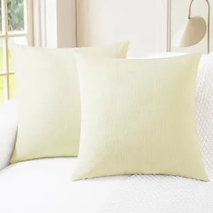CaliTime Throw Pillow Covers Decorative 18 X 18 Inches Pack of 2 Cozy Chenille Cushion Cases for Couch Sofa Bed Living Room Home Beige