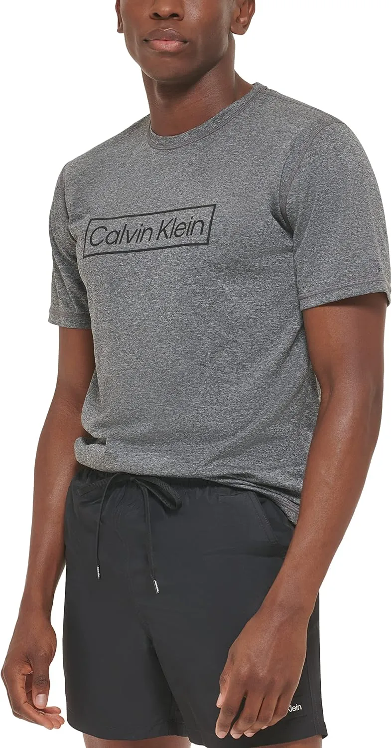 Calvin Klein Men's Standard Light Weight Quick Dry Short Sleeve 40  UPF Protection Active Top
