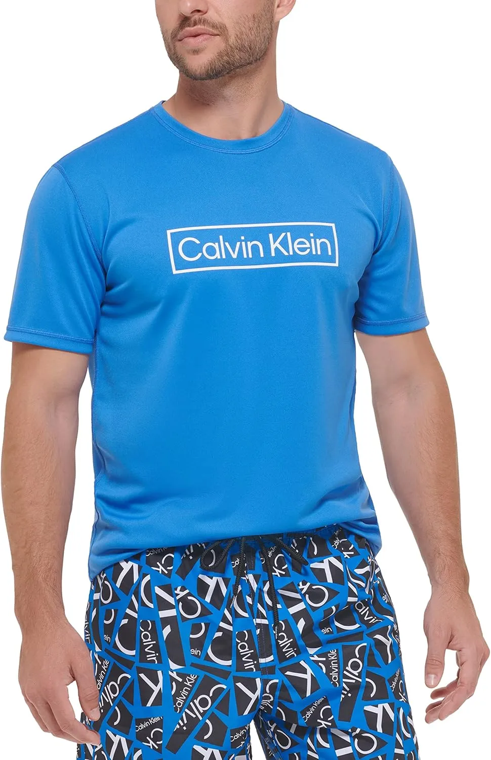 Calvin Klein Men's Standard Light Weight Quick Dry Short Sleeve 40  UPF Protection Active Top