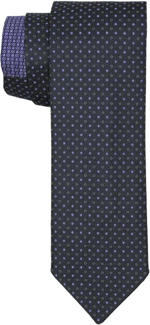 Canali DOUBLE SIDED Gray Purple Geometric Slim Tie