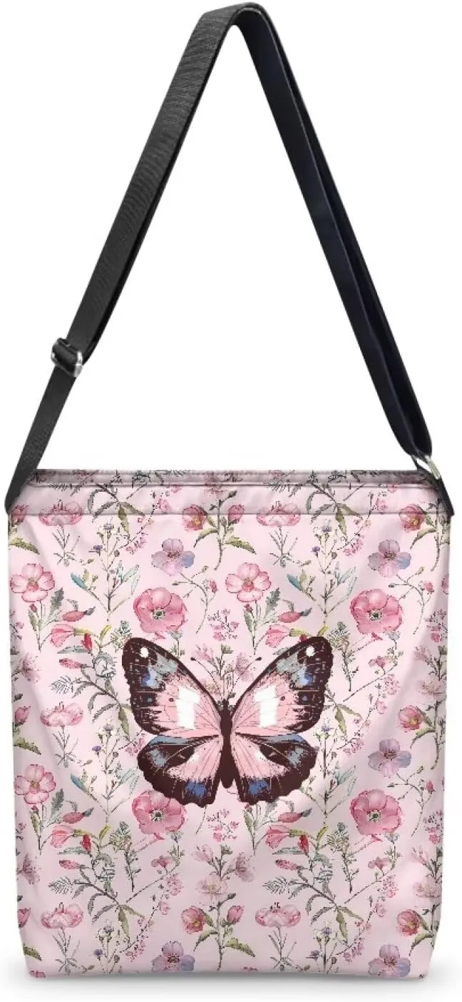 Canvas Crossbody Bag Large Women Casual Tote Bag Handbag with Zipper Shoulder Bag with Strap Outdoors Messenger Bag