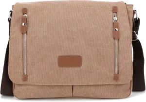 Canvas Messenger bag for Men Women, Shoulder Crossbody Bag for 13.3" Laptop, Office,Business